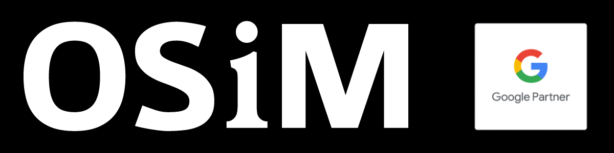 OSiM logo in white text w Google Partner logo 1000x250
